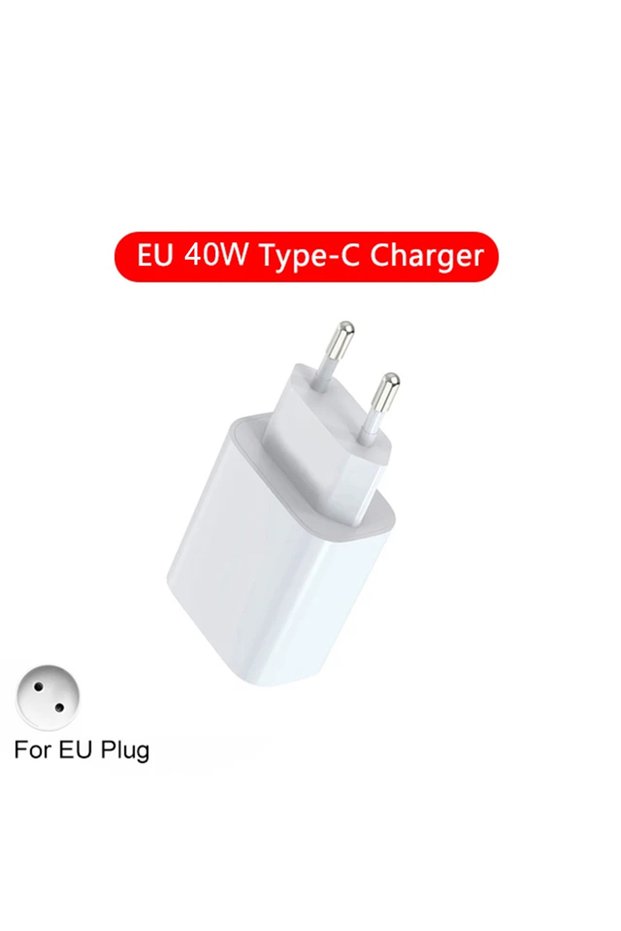 Only EU Charger Original 40W USB Type C PD Charger Fast Charging Cable For iPhone 17 16 15 14 13 12