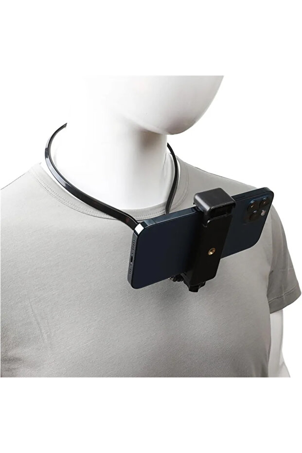 black Outdoor Neck Strap Mount Phone Holder Halter Neck Holder Neck Hanging Tripod for iPhone 15 Pro