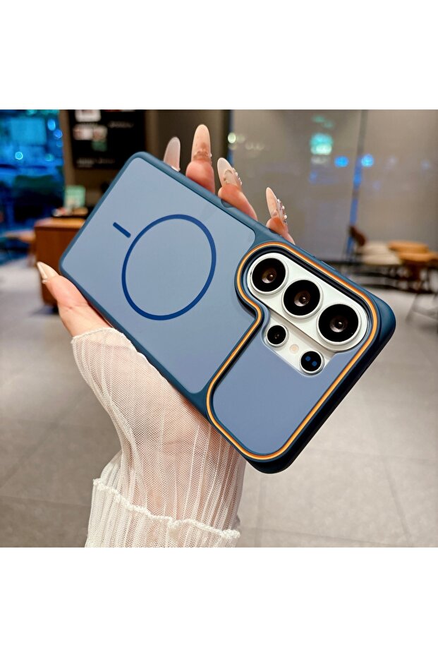 Galaxy S26 Ultra Navy Blue Luxury Color Collision Matte Magnetic Case for Samsung Galaxy S26 S25 S24