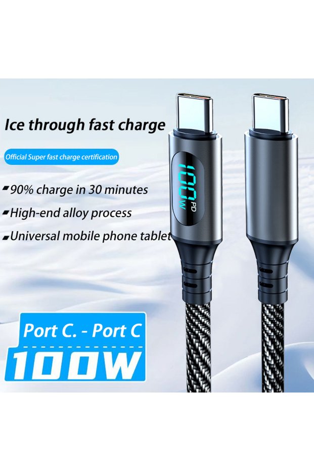 1m 120W USB A cable New 6A 120W Cable Super Fast Charge Cable USB A to Type C Nylon Data Cord With L