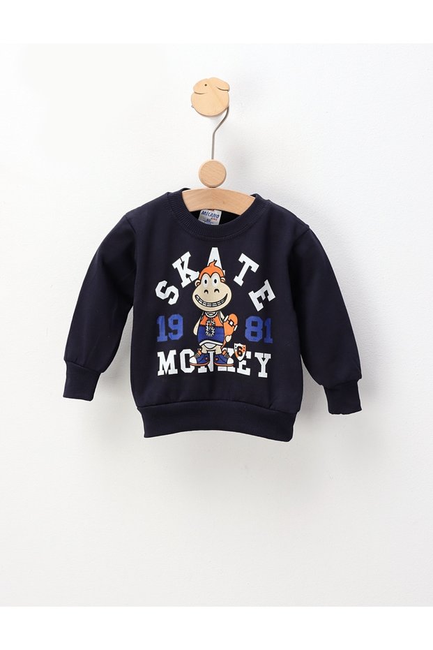Bluza plusata Skate Monkey, bleumarin