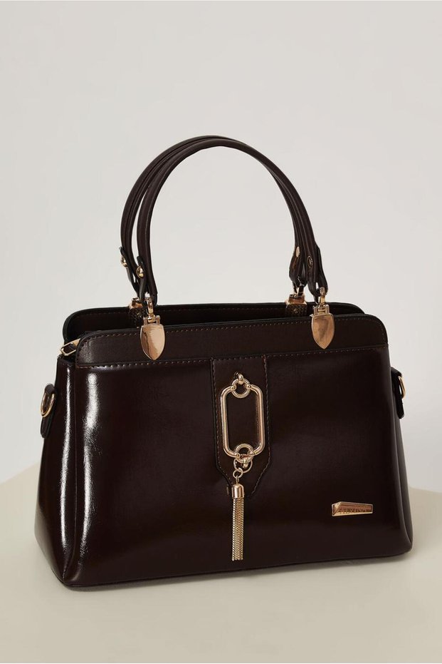 Faux Leather Bag with Tassel Detail 2239