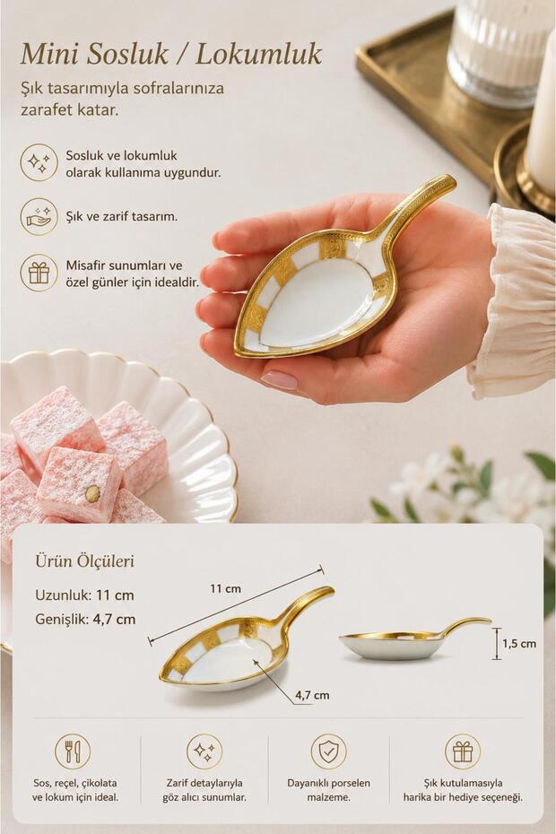 6-Piece Porcelain Bowl Snack Bowl Sauce Bowl Mini Size, Gold Gilded Turkish Delight Bowl