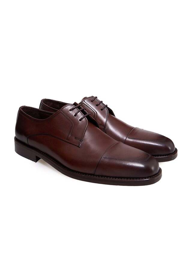 Brown Lace-Up Genuine Leather Men's Shoes