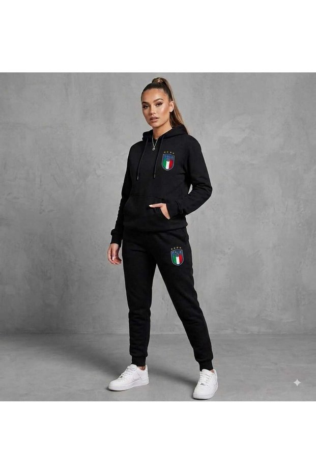 Hooded Sweatshirt 2-Piece Winter Embossed Italian Printed Women's / Men's Unisex Model