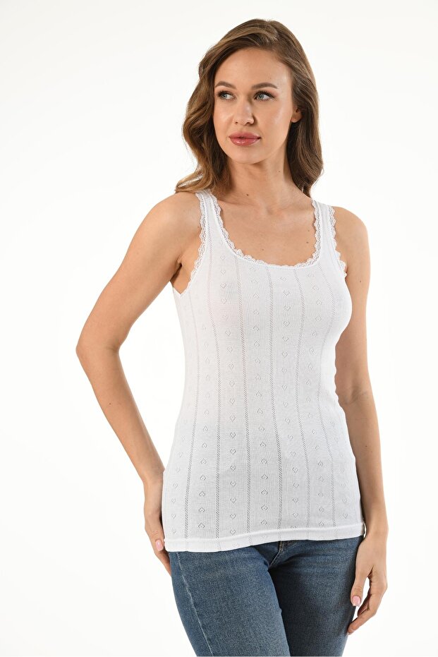 5 Pieces Women's Guipure Detailed Thick Strap Jacquard (Transfered) 100% Cotton