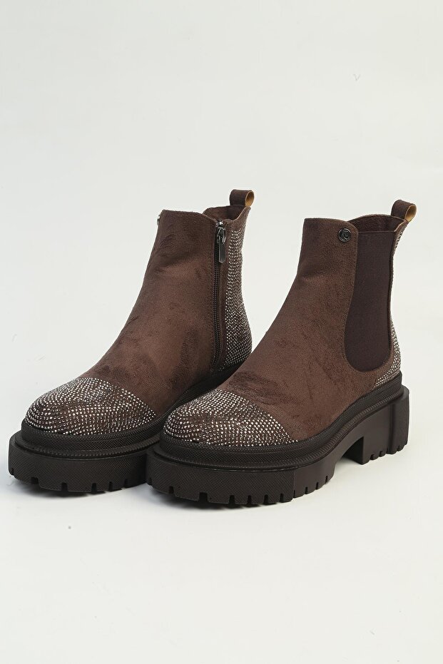 Women's Brown Suede Boots Pc-55085