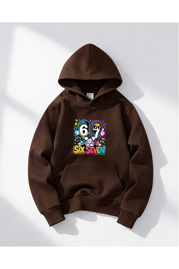 Oversize Hooded Six Seven Printed Sweatshirt for Boys