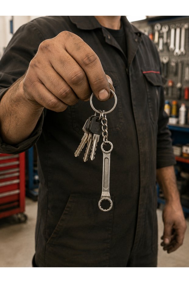 Repair Wrench Figured Metal Keychain – Special Accessory for Craftsmen and Mechanics Enthusiasts