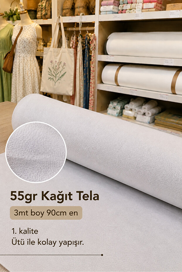 55Gr Paper Interlining 3m Length 90cm Width, White Ultra Thick Interlining, Easy to Iron, Suitable for Clothes, Bag Interlining