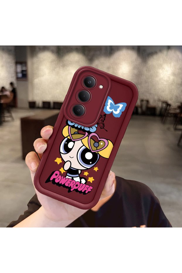 Redmi 15 5g Compatible Case Camera Protective Cartoon Pattern Maroon Lover Couple Silicone Phone Case