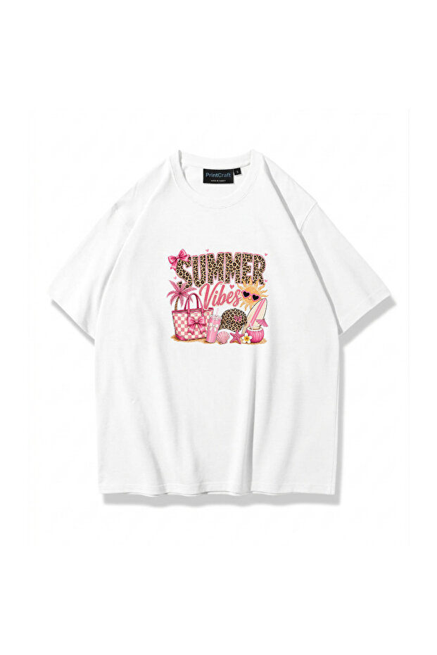 Women's Summer Vibes Summer Mood Tshirt White Printcraft