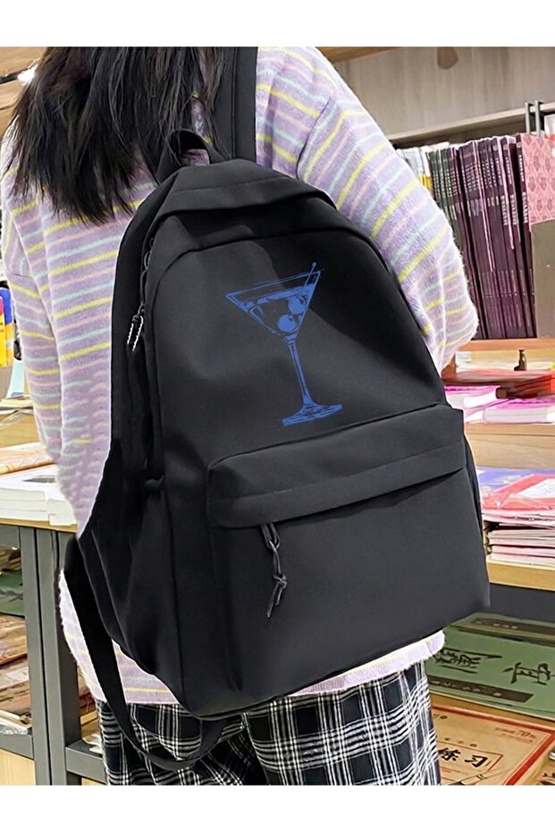 Waterproof Printed Black Color School Laptop Backpack