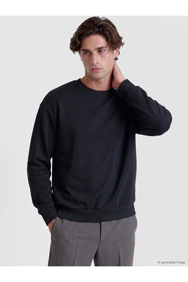 Lcw Vision Anthracite Crew Neck Men's Sweatshirt