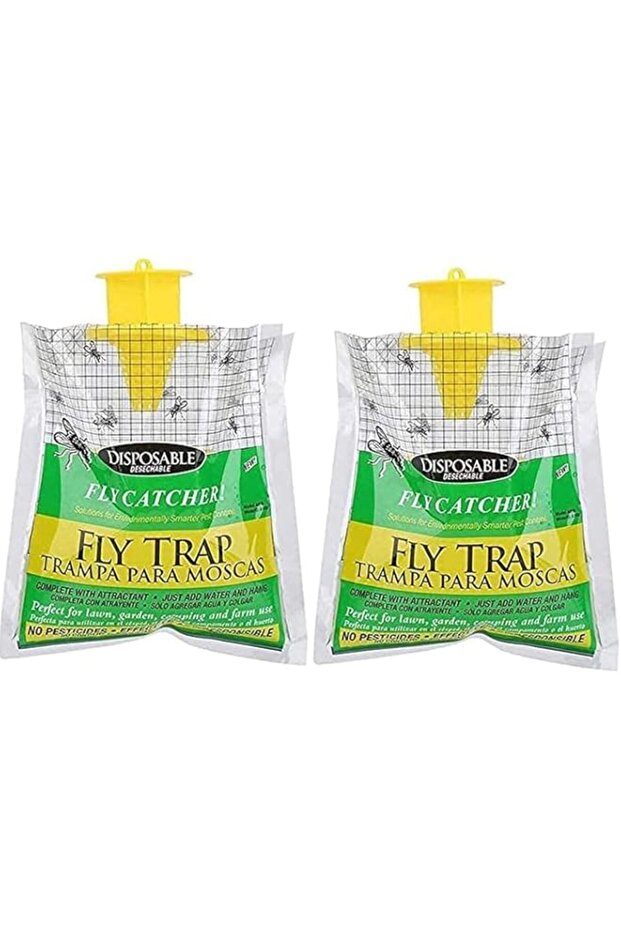 Homarket Outdoor Disposable Hanging Fly Trap Catcher Practical Effective Pest Control Insect Trap Non-toxic Style Catcher Fly Trap Bag (2 Pack)