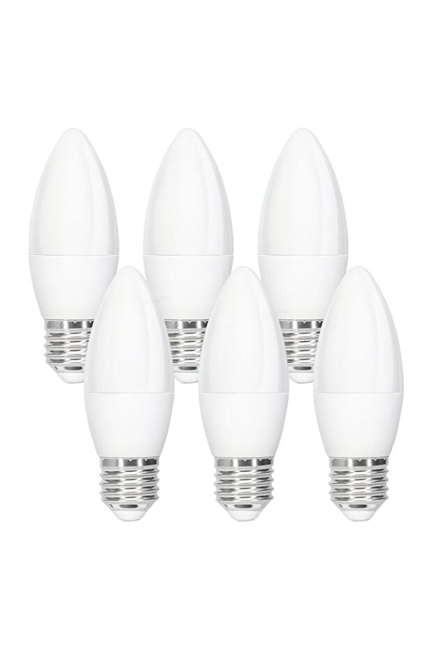 Duravel 7W LED Candle Light Bulb, E27 Base, White, Frosted(Pack Of 6)