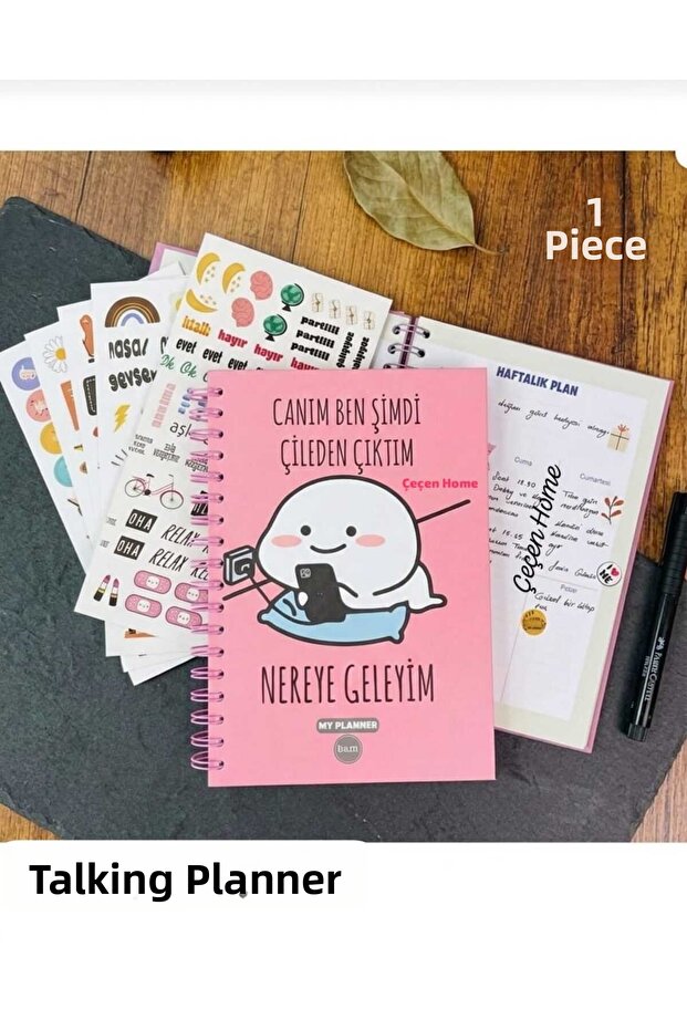 (1 Piece) Talking Agenda Notebook with Spiral Stickers, Bam Planner, Notebook with Spiral Stickers, Undated Talking Agenda Weekly Planner Notebook, Motivational Planner Agenda (17X24Cm)
