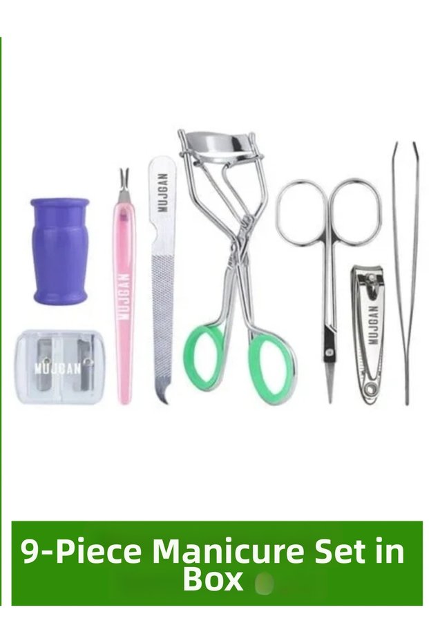 # Manicure Pedicure Set Stainless Steel Stylish Boxed Hand and Foot Care Manicure Set 9 Pieces Travel Size