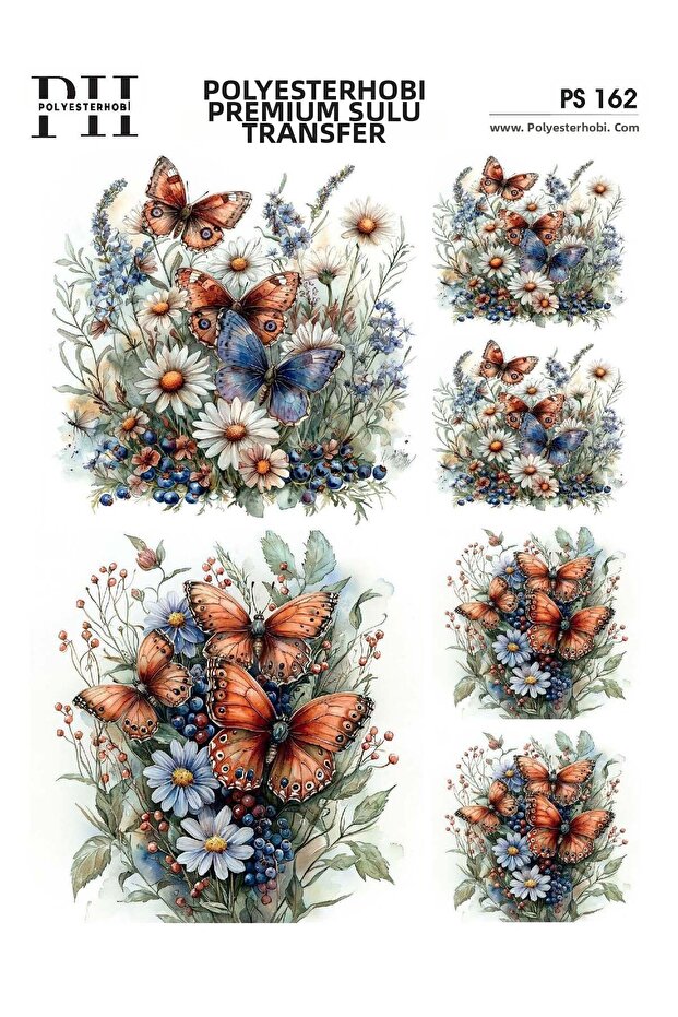 Premium Water Transfer 25X35 cm Butterfly Patterned Ps 162