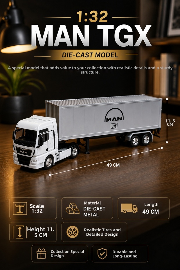 Man Tgx 1:32 Scale Die-Cast Metal Dorseli Truck 49 cm Large Size Model