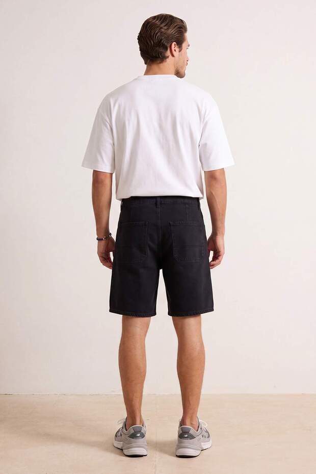 Siyah Regular Fit/Normal Kalıp Kot Şort & Bermuda TMNSS26SR00031 - 3
