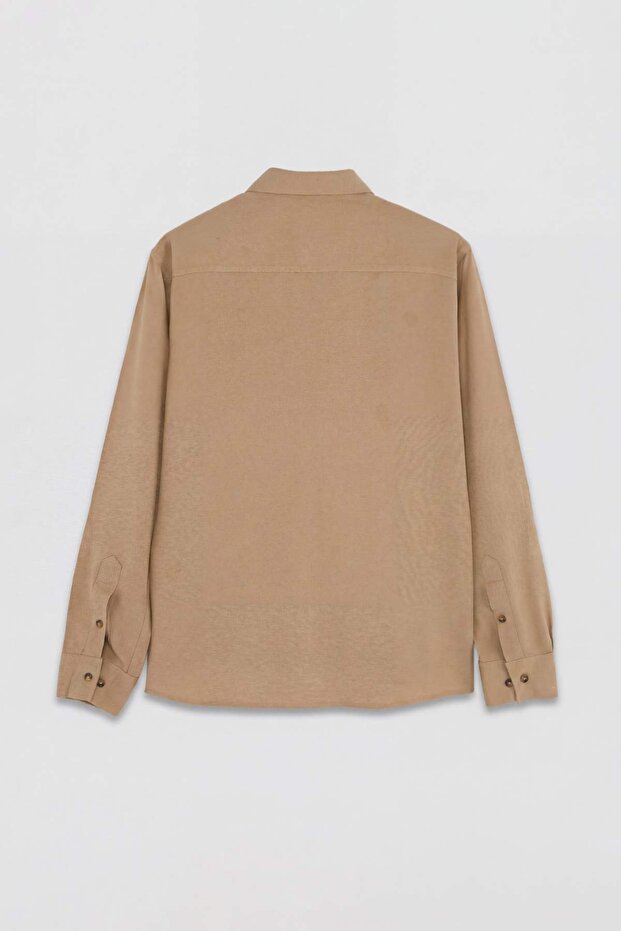 Camel Normal Kalıp/Regular Fit Terletmez Kırışmaz Erkek Gömlek TMNSS26GO00044 - 6