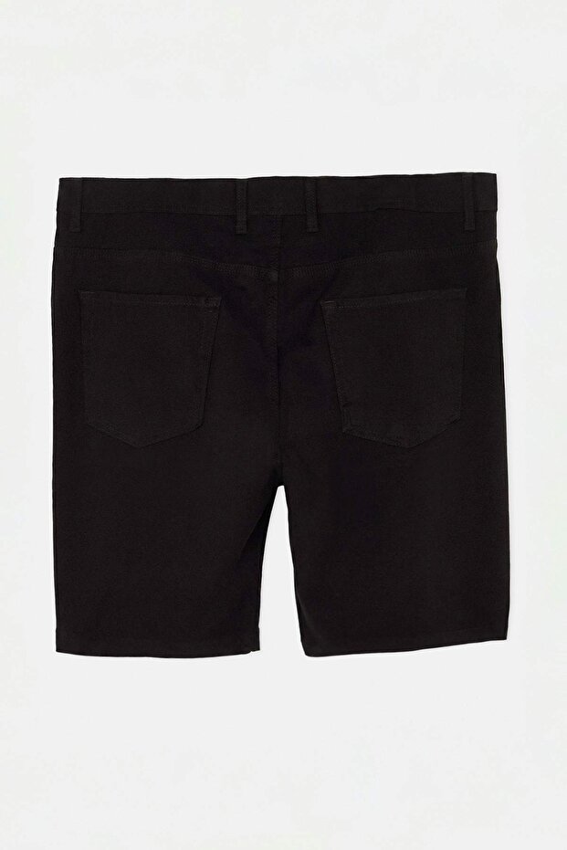 Büyük Beden Siyah Regular Fit Esnek Kumaş Şort & Bermuda TMNSS26AP00008 - 6