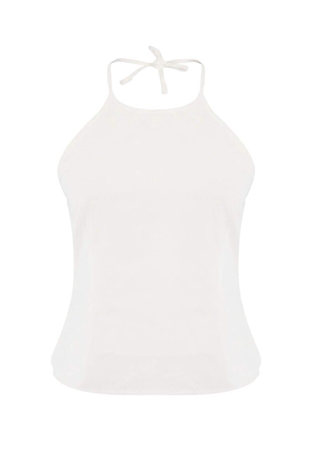 Ekru Gabardin Dokuma Büyük Beden Bluz TBBSS26AF00007 - 1