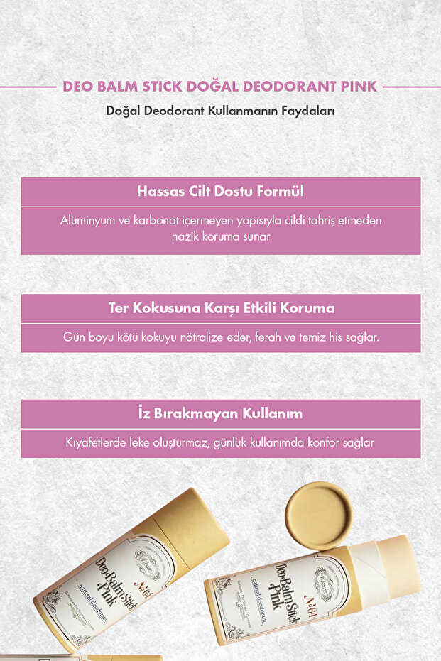 Deo Balm Stick Pink | Doğal Koltuk Altı Deodorant Roll On Vegan | Unisex 60 ml - 4