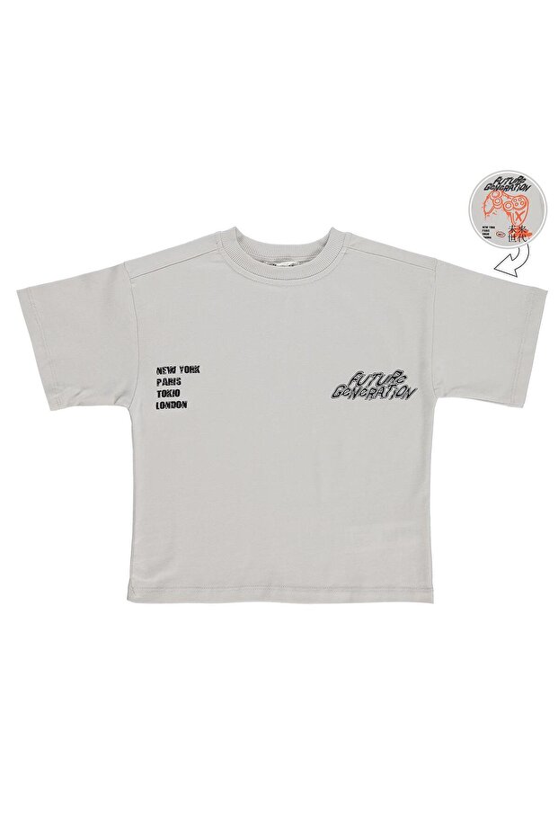 Future Back Print T-Shirt for Ages 2-5 - Dark Stone Color