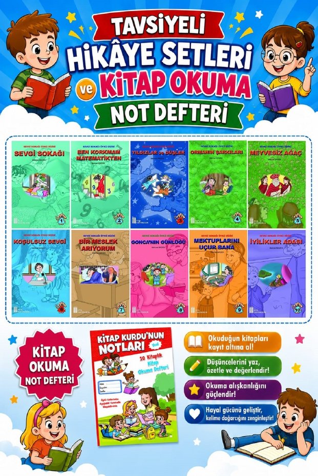 Sevgi Sokağı Öykü Dizisi + Books Reading Notebook for Ata 4Th Graders