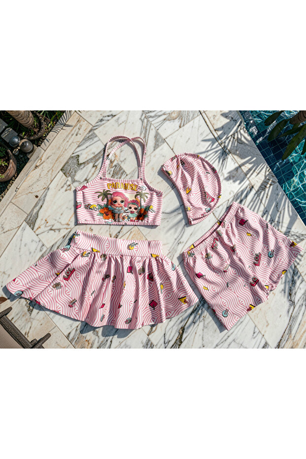 Girl's Quick Dry 4-Piece Bikini Swimsuit Set 86670