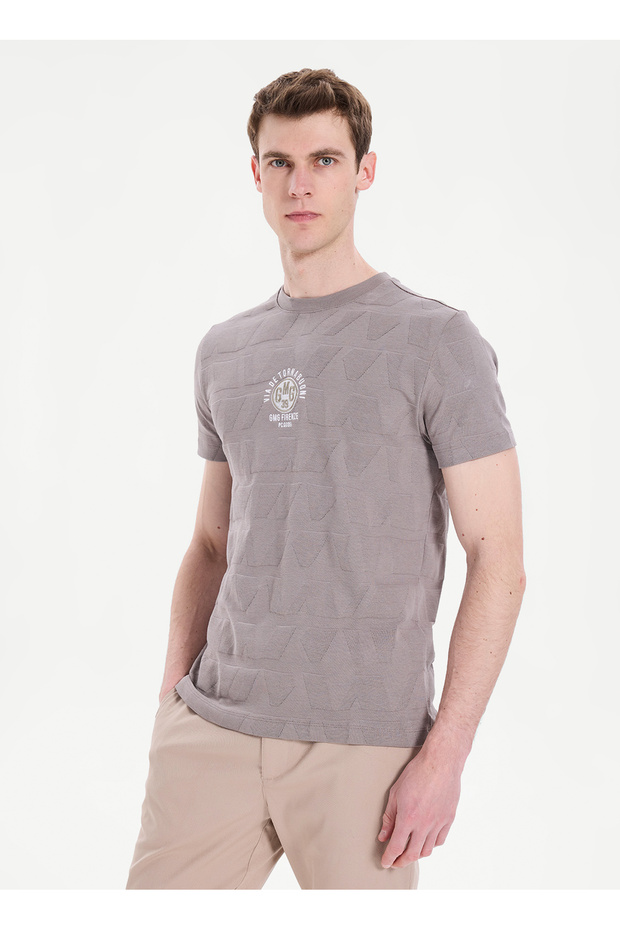 Vizon Men's Slim Fit Geometric Patterned T-Shirt Gu26Mss03018
