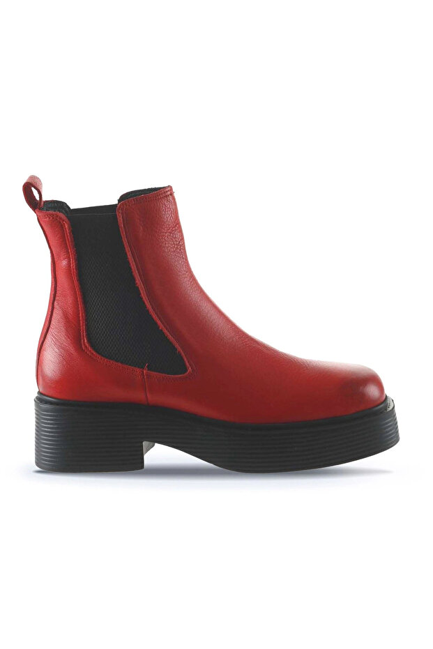 Red flotter leather women's heeled boot 01wt1800