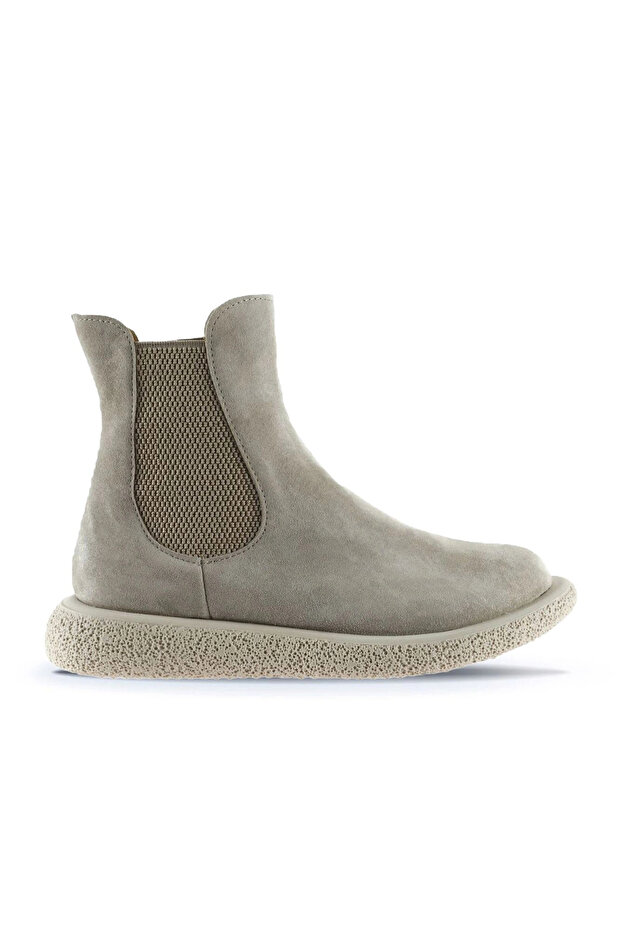 Beige Suede Women's Flat Boots 01Wu8905