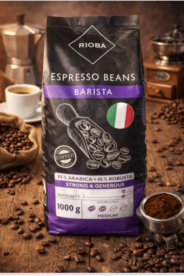 Arabica and Robusta Coffee Bean - Silver 1kg 55%/45