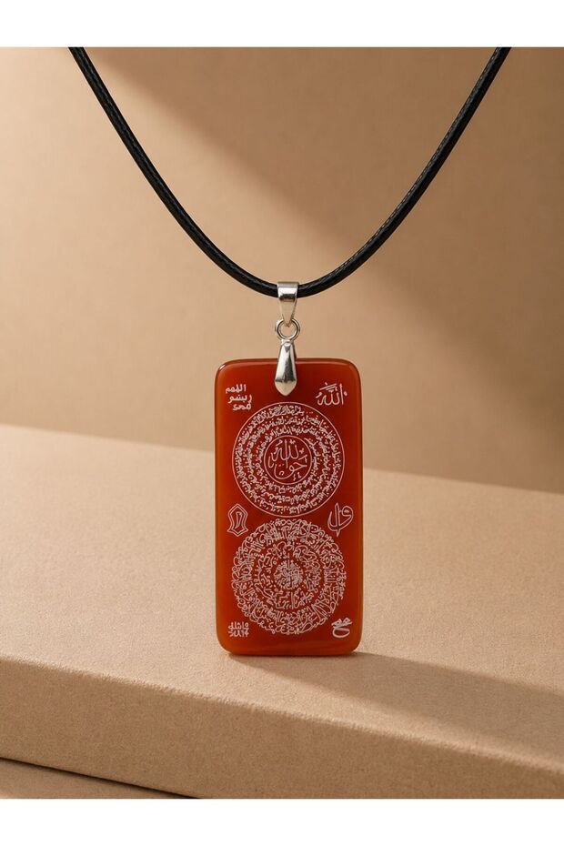 Prayer Handmade Red Agate Stone Pendant Spiritual Healing and Balance Jewelry