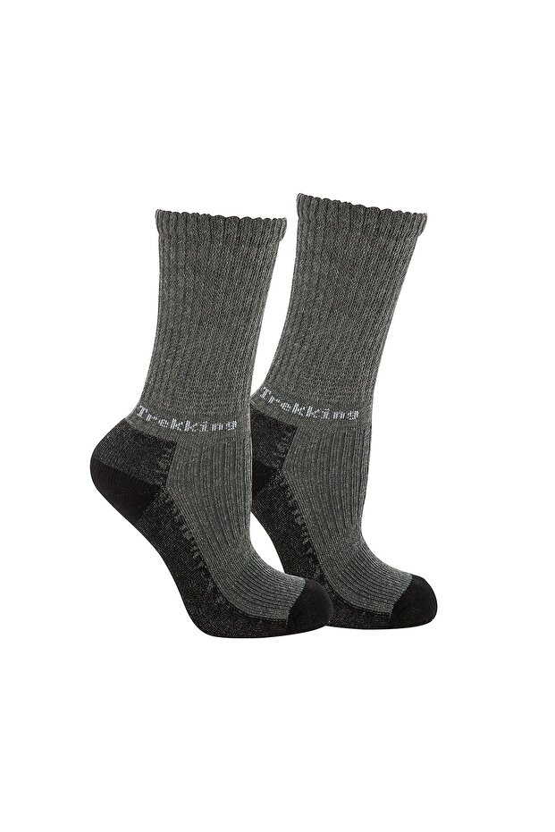 Trekking Extra Padded, Shock-Absorbing Winter Unisex Children's Socks Anthracite