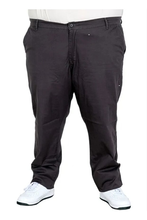 Large Size Men's Linen Milano Chino Trousers 20850 Anthracite