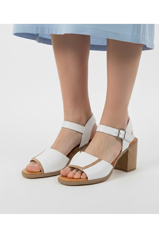 Inside and Outside, 100% Genuine Leather, Thick-Heeled Women's Sandals