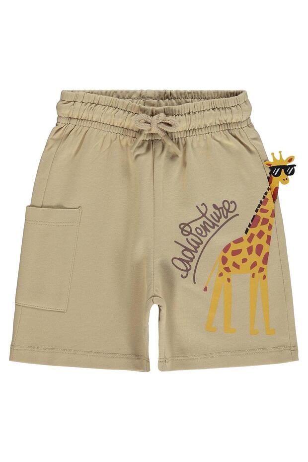 Giraffe Printed Capri for 2-5 Years - Beige