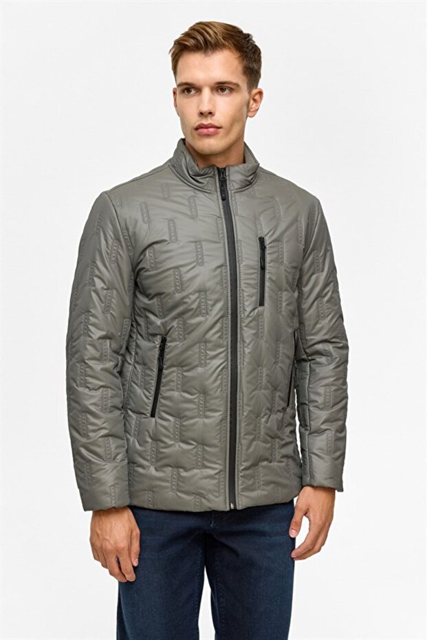Gri Slim Kapitone Mont - 2