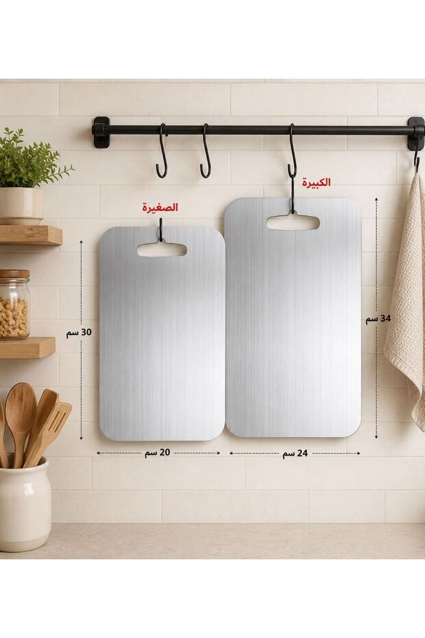 قطّاعة مطبخ ستيل مزدوجة – Stainless Steel Cutting Board Set
