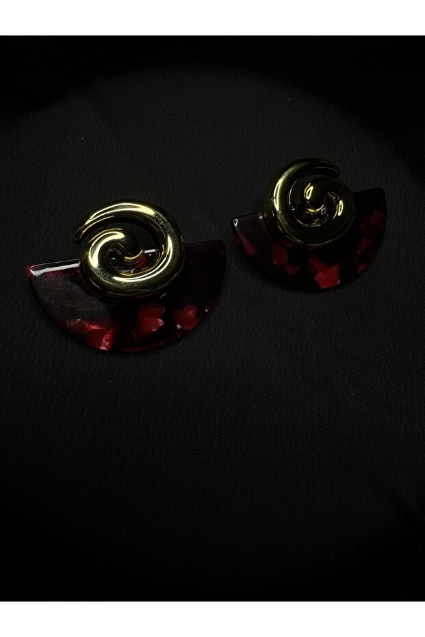 Bordo Yelpaze Küpe