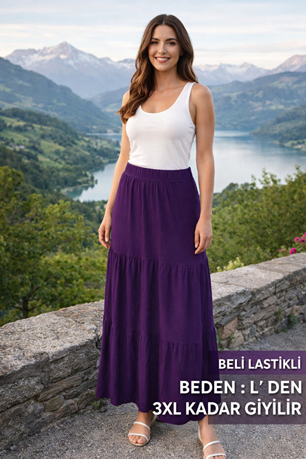 Skirt Plum Color 1 Piece Elastic Waist Three Layers High Quality Useful Beautiful