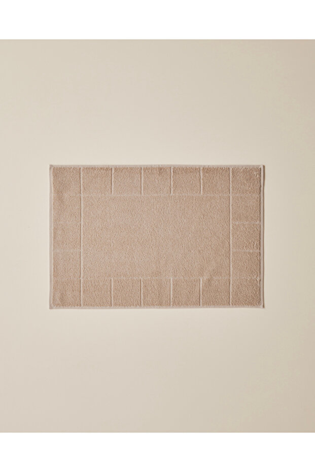 Chequer Cotton Foot Towel 50X70 cm Beige
