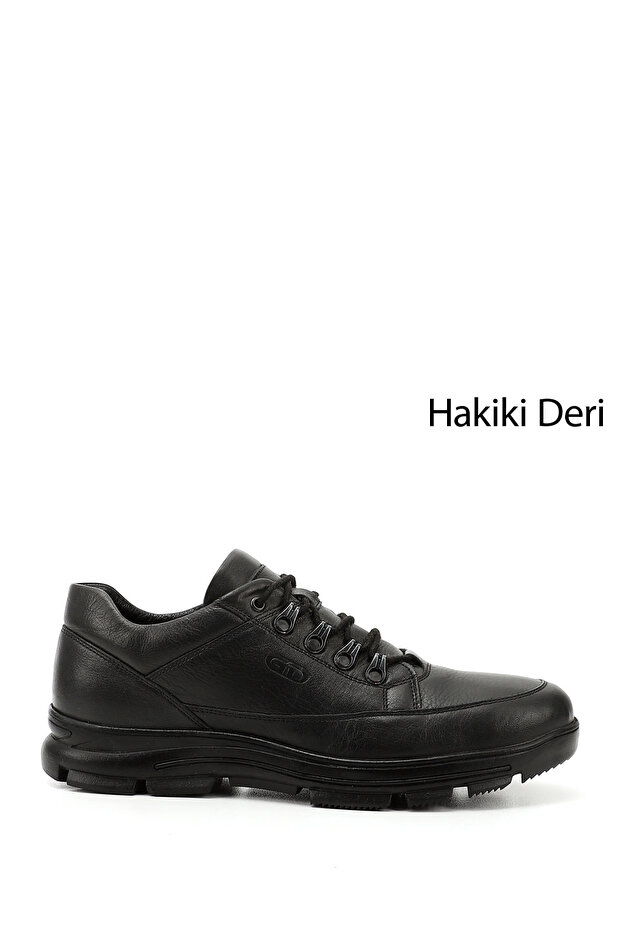 Men's Black Lace-Up Genuine Leather Comfort Shoes