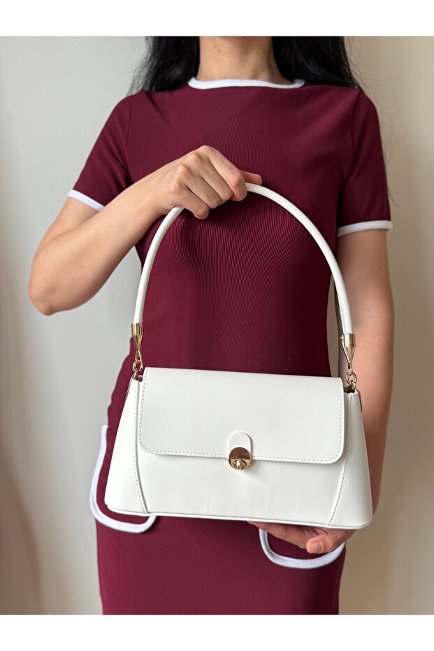 Women's Lale Model White Hand & Shoulder Bag