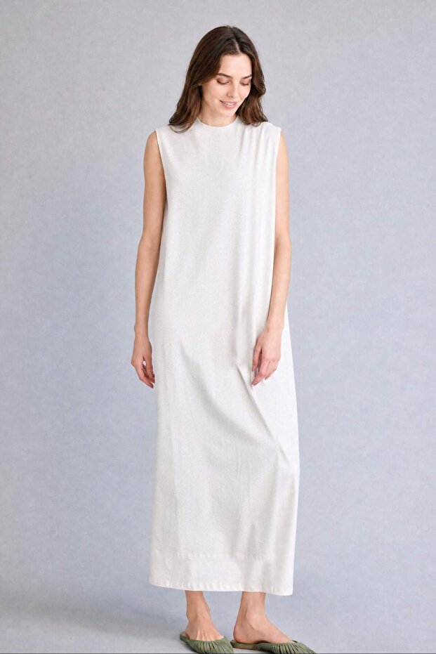 Half Turtleneck Basic Maxi Dress D4898Ax24Wn - 2