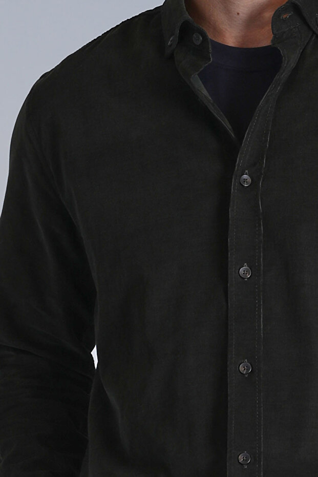 Water Erkek Basic Gömlek Slim Fit Yeşil - 3